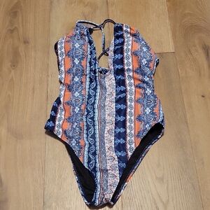 NWOT CUPSHE BLUE PAISLEY SWIMSUIT SIZE MEDIUM High Waist